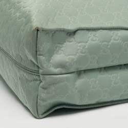 Pre Owned Gucci Green/Brown GG Nylon and Leather and Shopper Tote