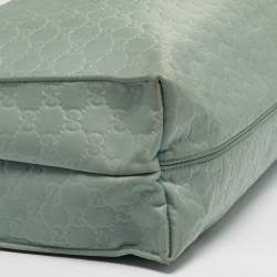 Pre Owned Gucci Green/Brown GG Nylon and Leather and Shopper Tote