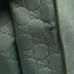 Pre Owned Gucci Green/Brown GG Nylon and Leather and Shopper Tote