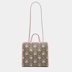 Pre Owned Gucci Beige Yuko Higuchi GG Supreme Floral Rabbit Satchel