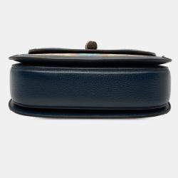 Pre Owned حقيبة غوتشي يد علوية خشب خيزران 1947 كاليادوسكوب قماش مطلي GG متوسطة زرقاء الذكرى المئوية