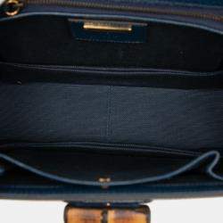 Pre Owned حقيبة غوتشي يد علوية خشب خيزران 1947 كاليادوسكوب قماش مطلي GG متوسطة زرقاء الذكرى المئوية