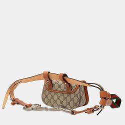 مملوكة مسبقًا حقيبة خصر قوتشي جي جي سوبر يم ويب خيزران 1947 بنية صغيرة