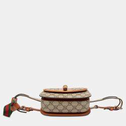 مملوكة مسبقًا حقيبة خصر قوتشي جي جي سوبر يم ويب خيزران 1947 بنية صغيرة