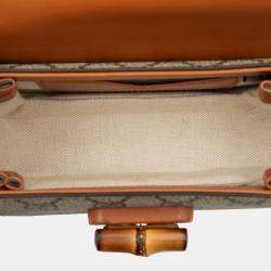 مملوكة مسبقًا حقيبة خصر قوتشي جي جي سوبر يم ويب خيزران 1947 بنية صغيرة