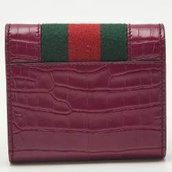 مملوكة مسبقًا محفظة ثلاثية الطيات غوتشي سيلفي جلد التمساح الفوشيا