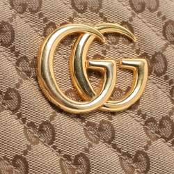 مملوكة مسبقًا حقيبة كاميرا غوتشي جي جي مارمونت قماش وجلد بيجي/أسود صغير