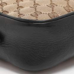 مملوكة مسبقًا حقيبة كاميرا غوتشي جي جي مارمونت قماش وجلد بيجي/أسود صغير