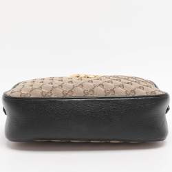 مملوكة مسبقًا حقيبة كاميرا غوتشي جي جي مارمونت قماش وجلد بيجي/أسود صغير