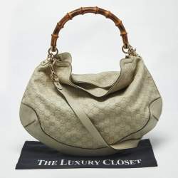 مملوكة مسبقًا حقيبة غوتشي يد علوية بامبو بيغي جلد غوتشيسيما بيج فاتحة