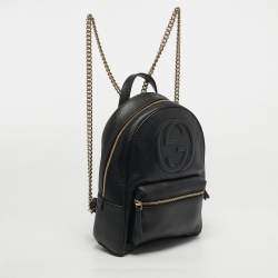 Pre Owned حقيبة ظهر غوتشي سوهو سلسلة جلد سوداء