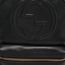 Pre Owned حقيبة ظهر غوتشي سوهو سلسلة جلد سوداء