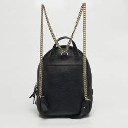 Pre Owned حقيبة ظهر غوتشي سوهو سلسلة جلد سوداء