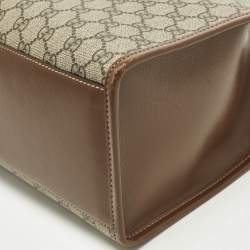 Pre Owned Gucci Interlocking G Beige/Brown GG Supreme Canvas and Leather Tote