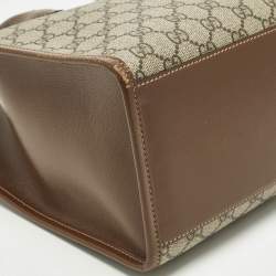 Pre Owned Gucci Interlocking G Beige/Brown GG Supreme Canvas and Leather Tote