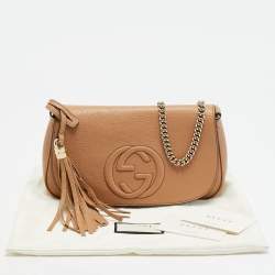 مملوكة مسبقًا حقيبة كتف غوتشى جلد سوهو أسود بسلسلة وقلاب