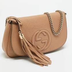 مملوكة مسبقًا حقيبة كتف غوتشى جلد سوهو أسود بسلسلة وقلاب