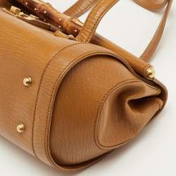 مملوكة مسبقًا حقيبة ساتشل جلد خردلي برصاصة خيزران غوتشي