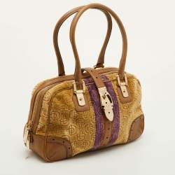 مملوكة مسبقًا Gucci Horsebit Multicolor Leather and Velvet Satchel