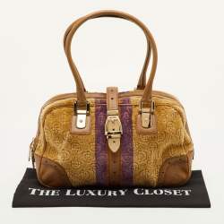 مملوكة مسبقًا Gucci Horsebit Multicolor Leather and Velvet Satchel