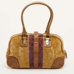 مملوكة مسبقًا Gucci Horsebit Multicolor Leather and Velvet Satchel