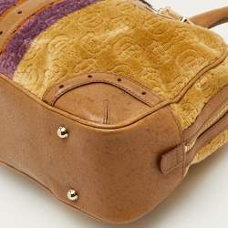 مملوكة مسبقًا Gucci Horsebit Multicolor Leather and Velvet Satchel