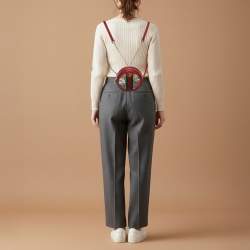 مملوكة مسبقًا حقيبة ظهر غوتشي دائرية أوفيديا جي جي سوبرين فلورا قماش ومغلفة جلد أحمر