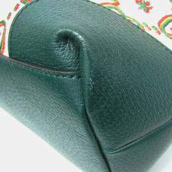 Pre Owned Gucci 100th Anniversary Model Canvas Leather Tote Bag Green Light Beige