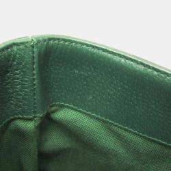 Pre Owned Gucci 100th Anniversary Model Canvas Leather Tote Bag Green Light Beige