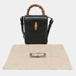 مملوكة مسبقًا Gucci Bamboo Leather Backpack Handbag Black
