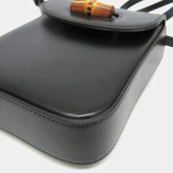 مملوكة مسبقًا Gucci Bamboo Leather Backpack Handbag Black