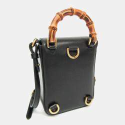 مملوكة مسبقًا Gucci Bamboo Leather Backpack Handbag Black