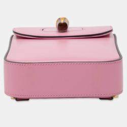 مملوكة مسبقًا Gucci Pink Mini Calfskin Bamboo Top Handle Bag