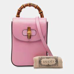مملوكة مسبقًا Gucci Pink Mini Calfskin Bamboo Top Handle Bag