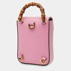 مملوكة مسبقًا Gucci Pink Mini Calfskin Bamboo Top Handle Bag