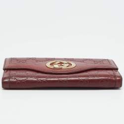 Pre Owned Gucci Sukey Burgundy Guccissima Leather Continental Wallet