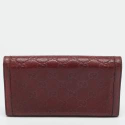 Pre Owned Gucci Sukey Burgundy Guccissima Leather Continental Wallet