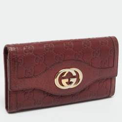 Pre Owned Gucci Sukey Burgundy Guccissima Leather Continental Wallet
