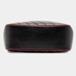 مملوكة مسبقًا حقيبة ساتشيل غوتشي بمبو طورشون جلد ماغرمونت GG مائل أسود صغيرة