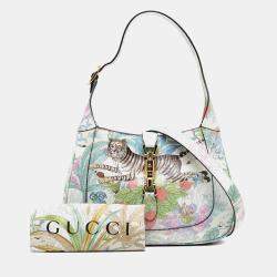 مملوكة مسبقًا حقيبة كروس بودي غوتشي جلد العجل جاكي النمر الأزرق صغيرة 1961