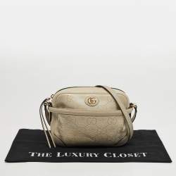 Pre Owned حقيبة كتف غوتشي كاميرا جلد GG نجم أبيض