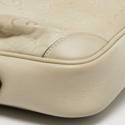 Pre Owned حقيبة كتف غوتشي كاميرا جلد GG نجم أبيض