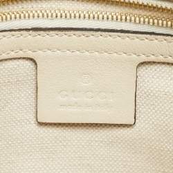 Pre Owned حقيبة كتف غوتشي كاميرا جلد GG نجم أبيض