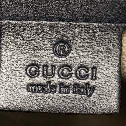 Pre Owned Gucci Joy Medium Navy Blue GG Canvas and Leather Boston Bag