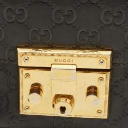 Pre Owned Gucci Padlock Small Black Guccissima Leather Shoulder Bag