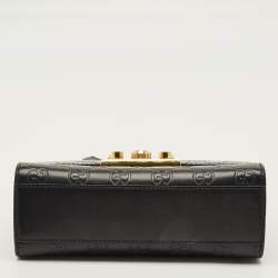 Pre Owned Gucci Padlock Small Black Guccissima Leather Shoulder Bag