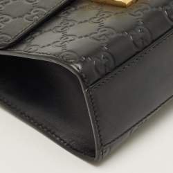 Pre Owned Gucci Padlock Small Black Guccissima Leather Shoulder Bag