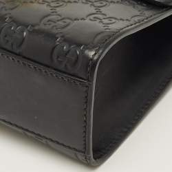 Pre Owned Gucci Padlock Small Black Guccissima Leather Shoulder Bag