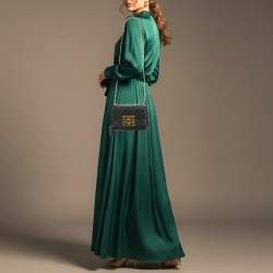 Pre Owned Gucci Padlock Small Black Guccissima Leather Shoulder Bag