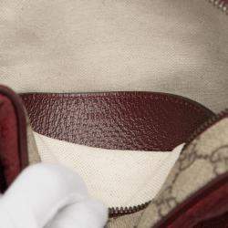 Pre Owned Gucci Red Small Quilted Mini GG Canvas and GG Supreme Double G Crossbody